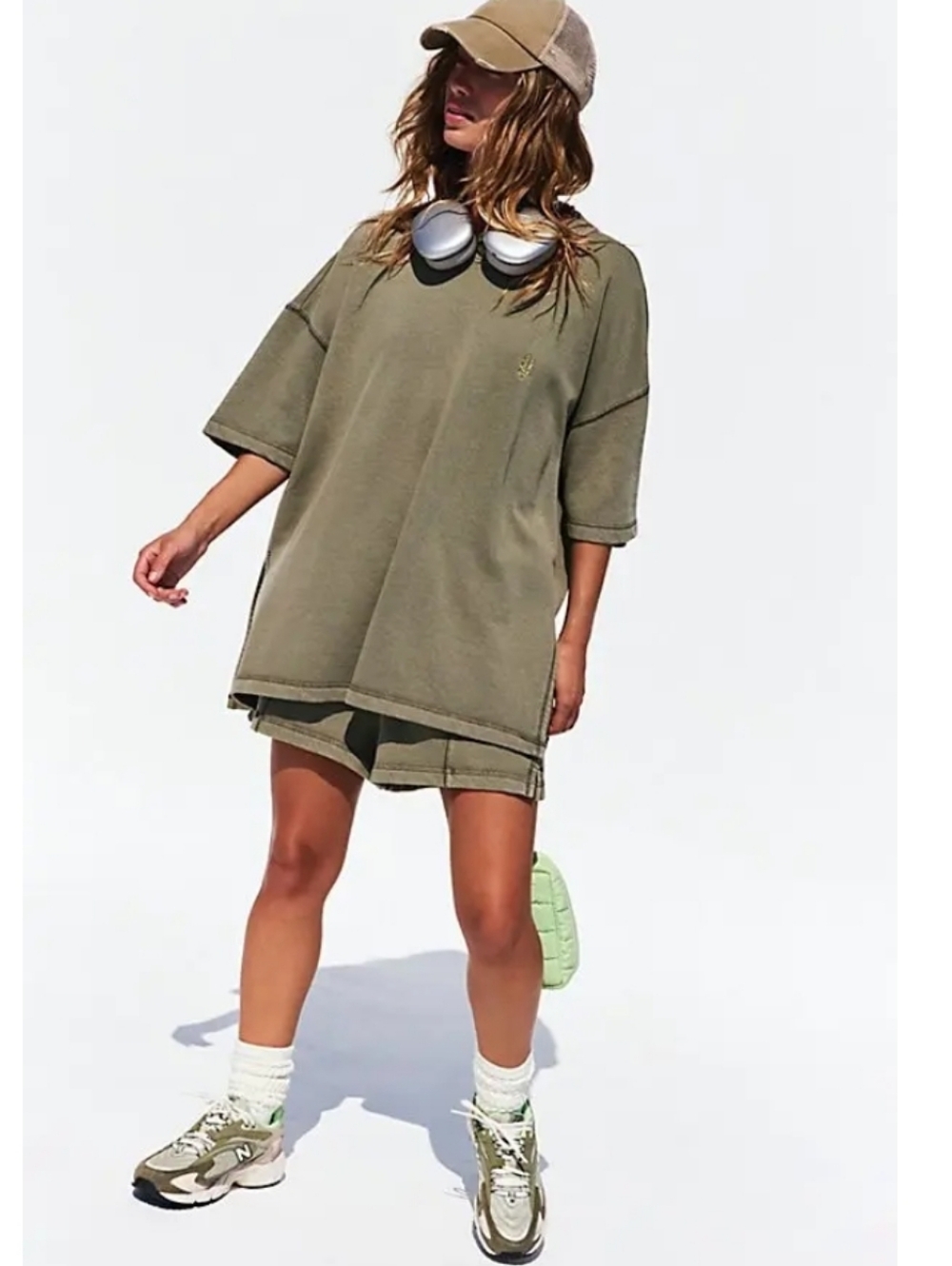 FP Movement by Free People Oversized Olive Green Short Sleeve Tee